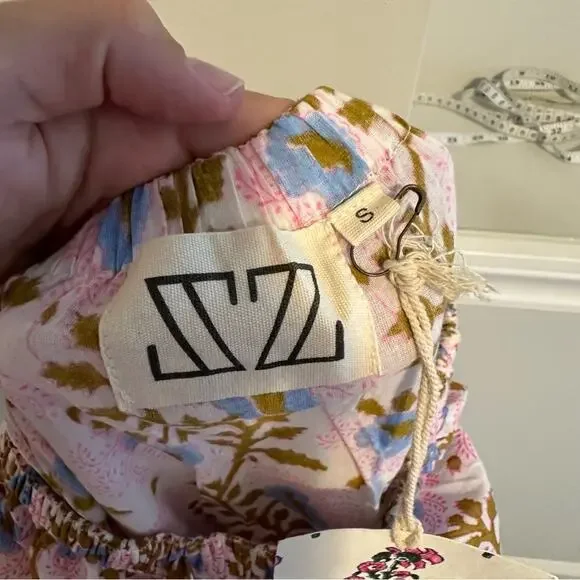 NWT Tuckernuck SZ Blockprints Pink Blue Floral Cotton Oversized Blouse Small - Picture 12 of 14